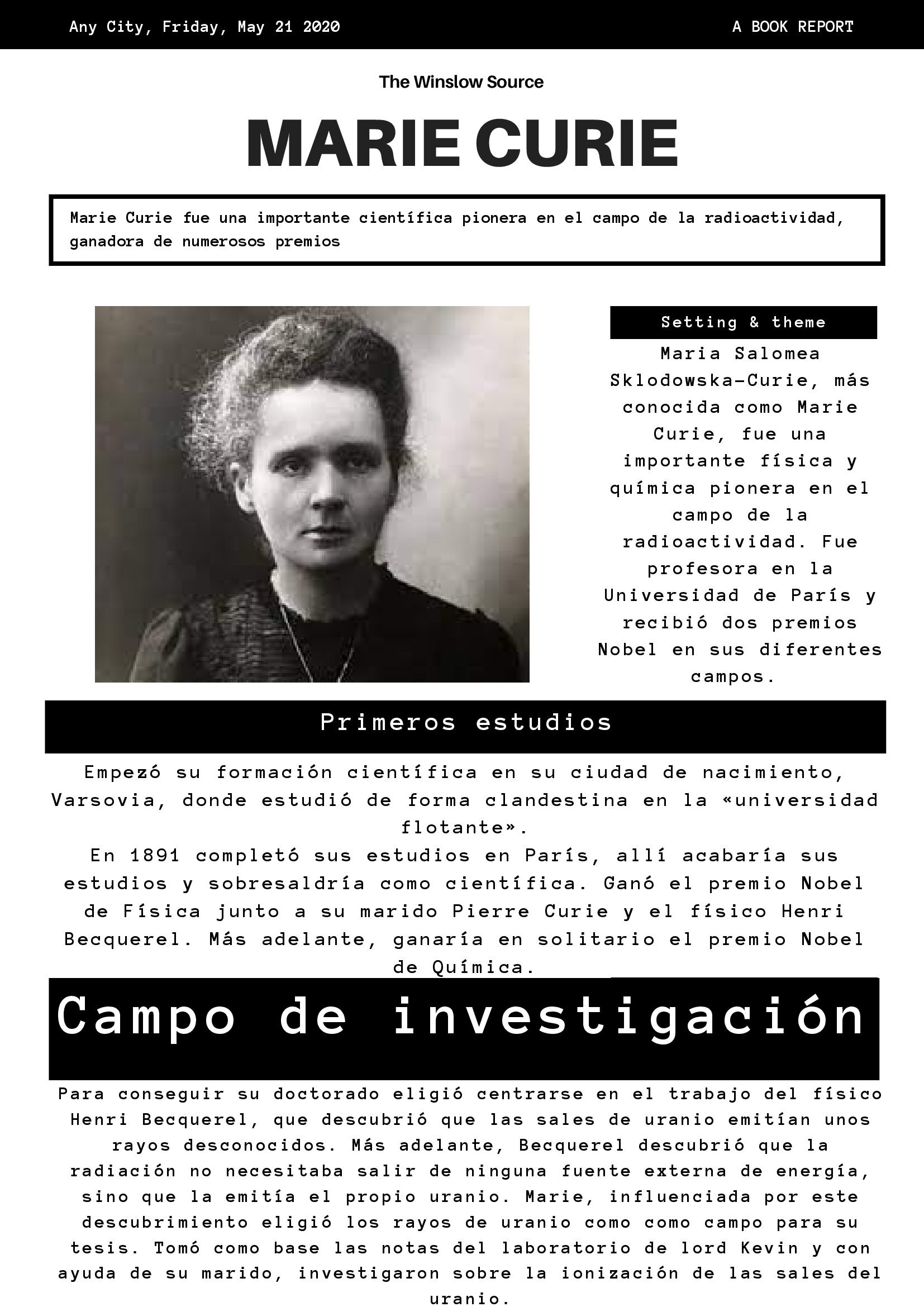 Artículo Marie Curie - Álvaro Ortiz Martínez