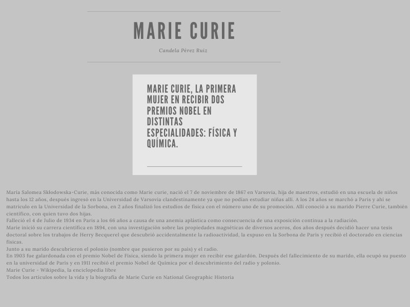 Artículo Marie Curie - Candela Pérez Ruiz
