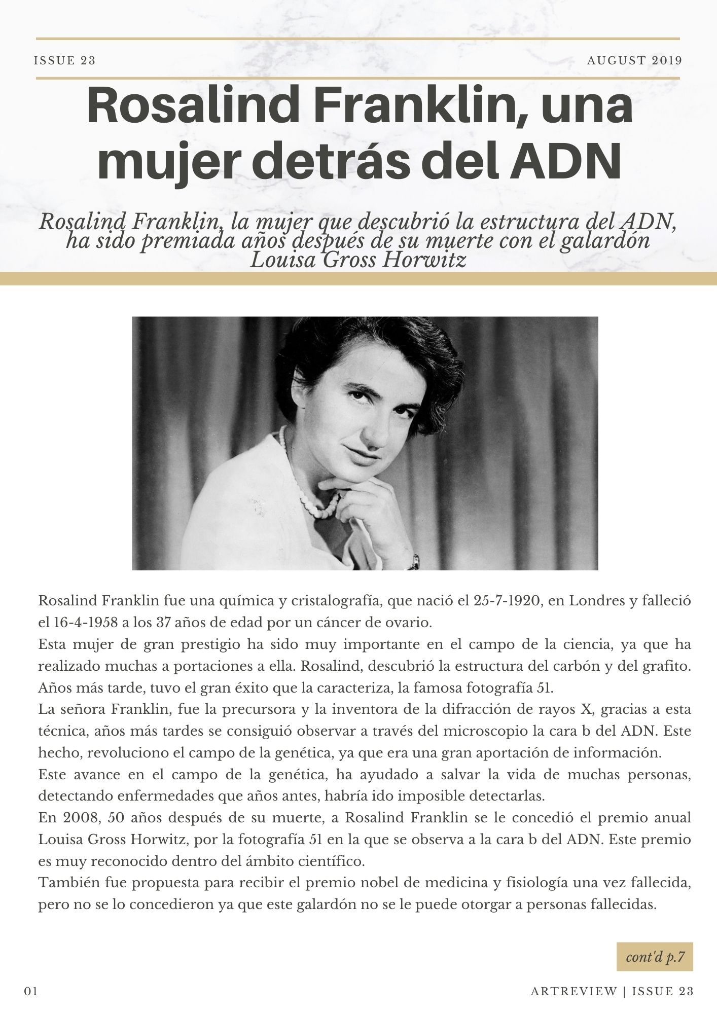 Artículo Rosalind Franklin - Isabel Martínez-Abascal Gutiérrez-Solana