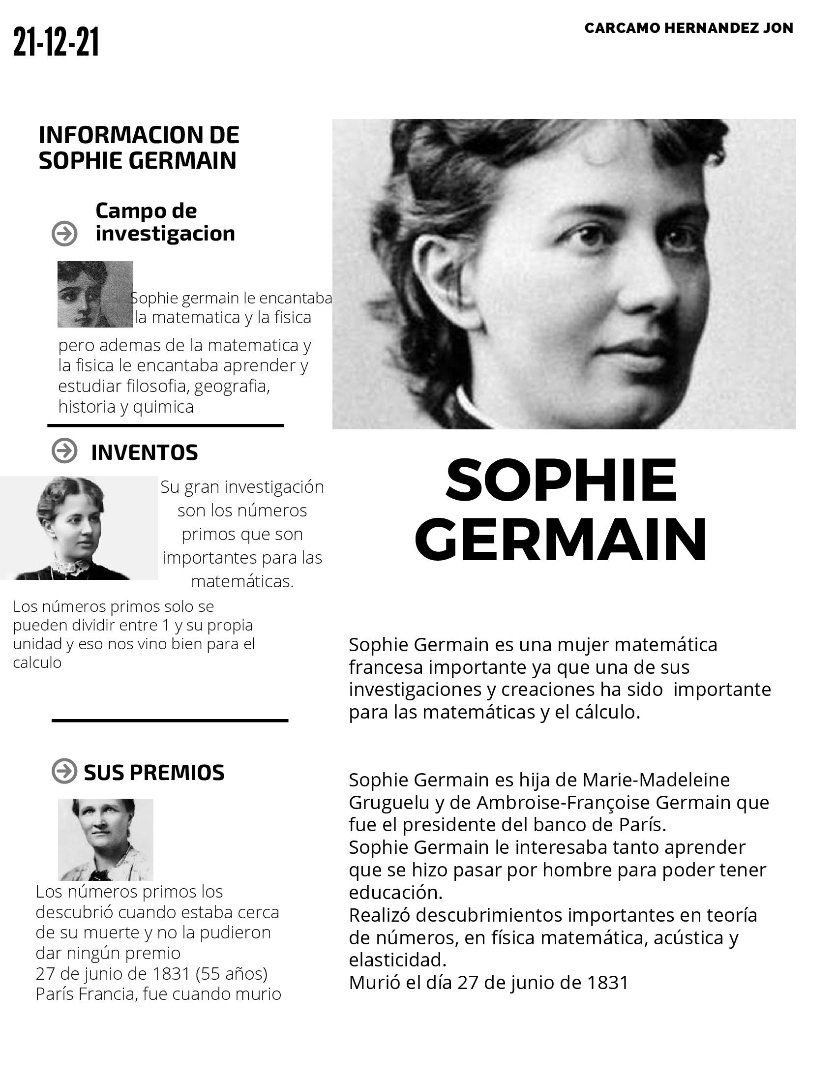 Artículo Sophie Germain - Jon Cárcamo Hernández