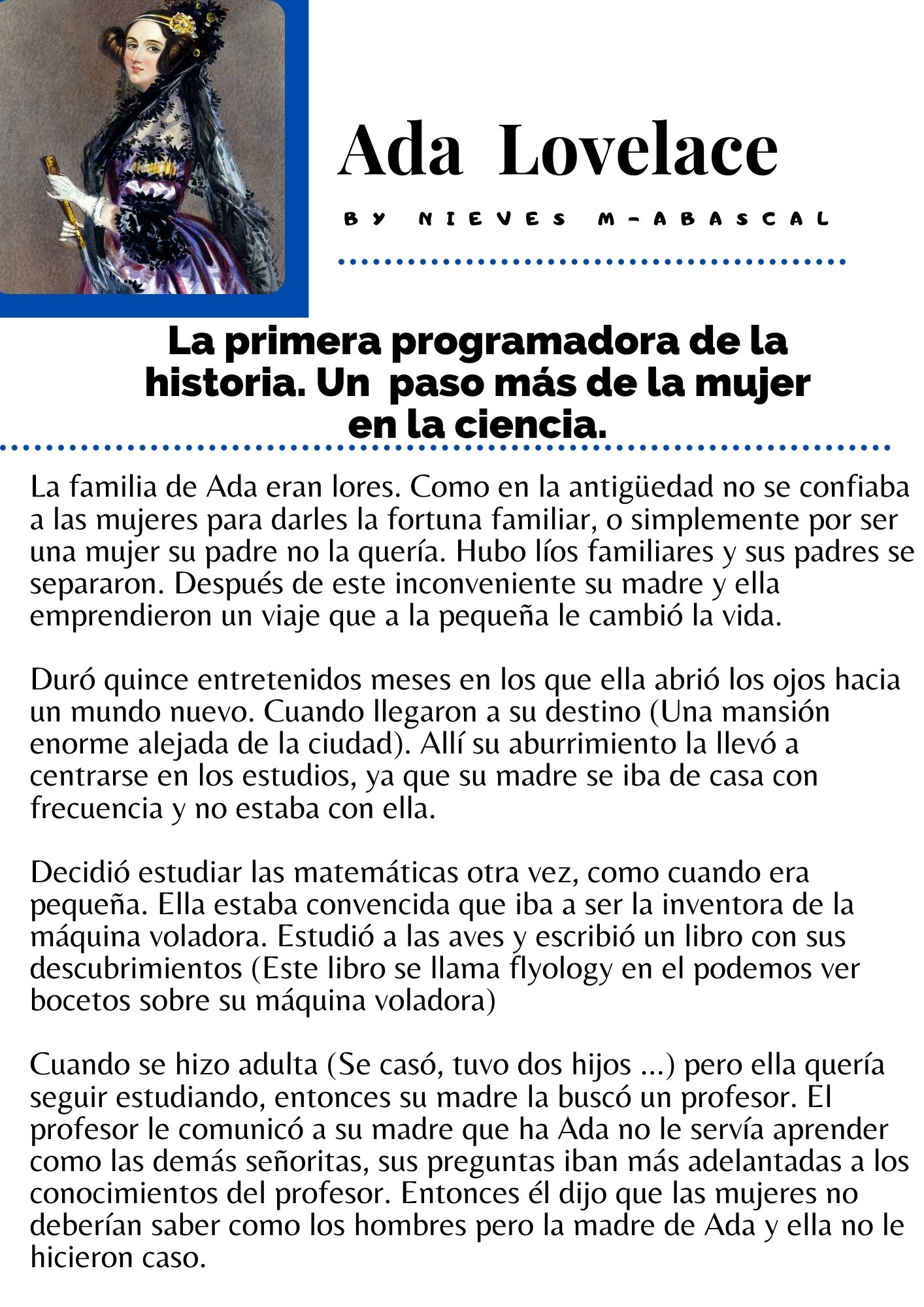 Artículo Ada Lovelace - Nieves Martínez-Abascal de Aymerich