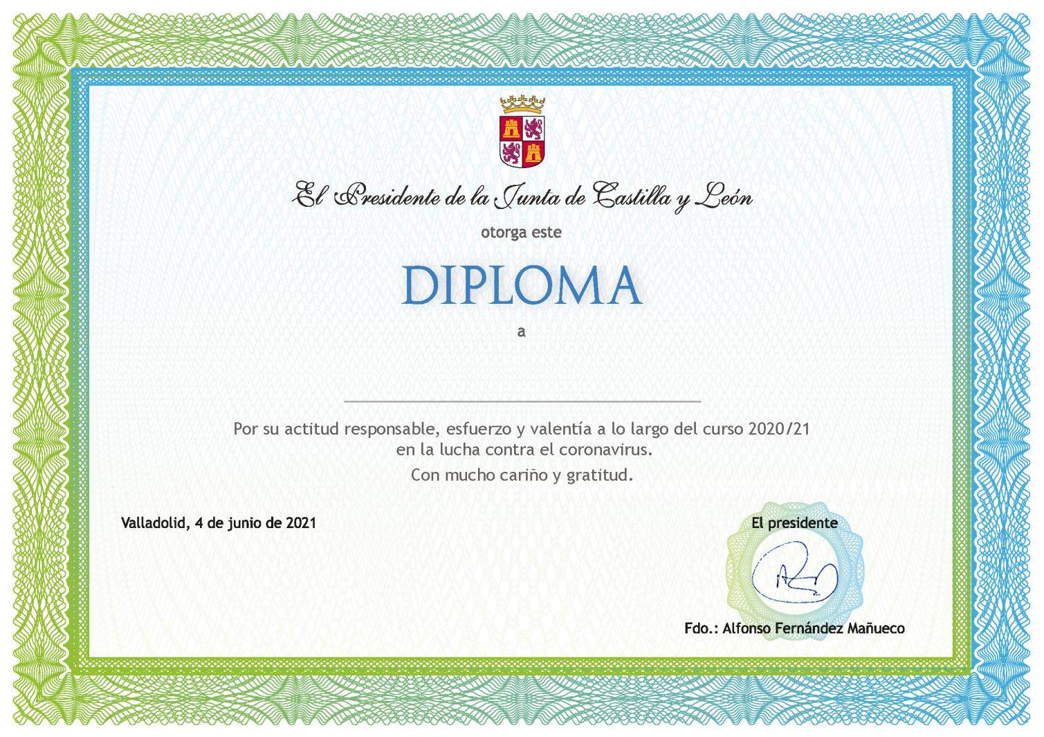 Diploma de Agradecimiento al Alumnado